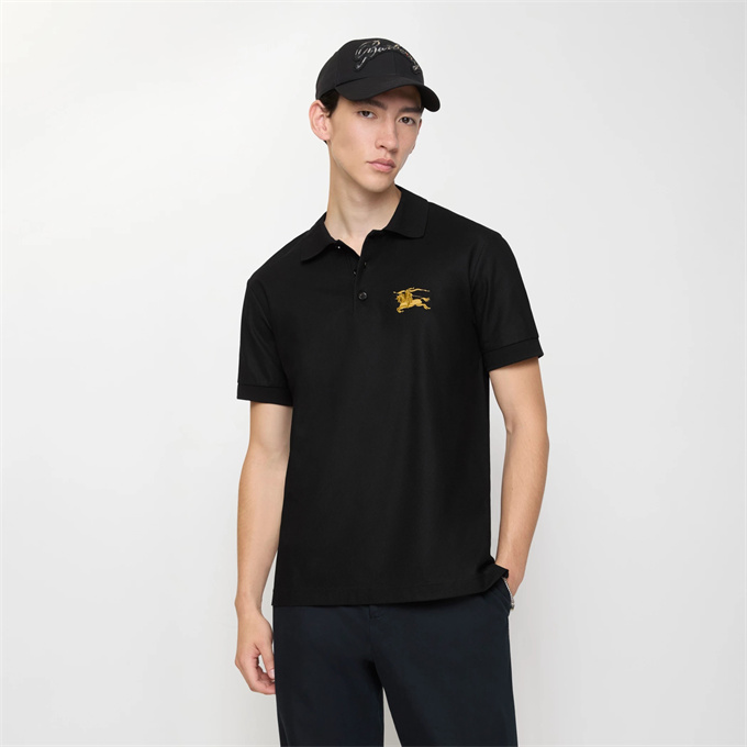 burberry metallic ekd embroidery cotton pique polo shirt